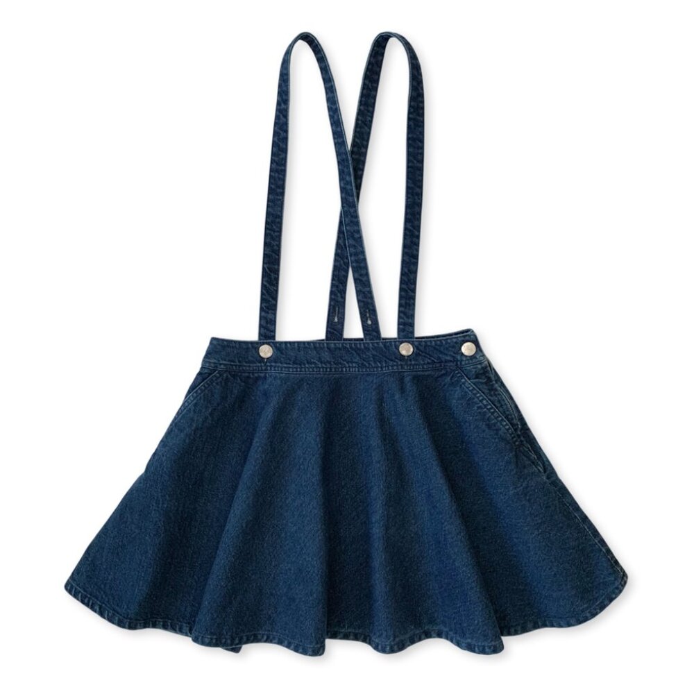Lee Denim Jean Short Skirt Suspender Overalls Prep Western Coastal Cowgirl Boho